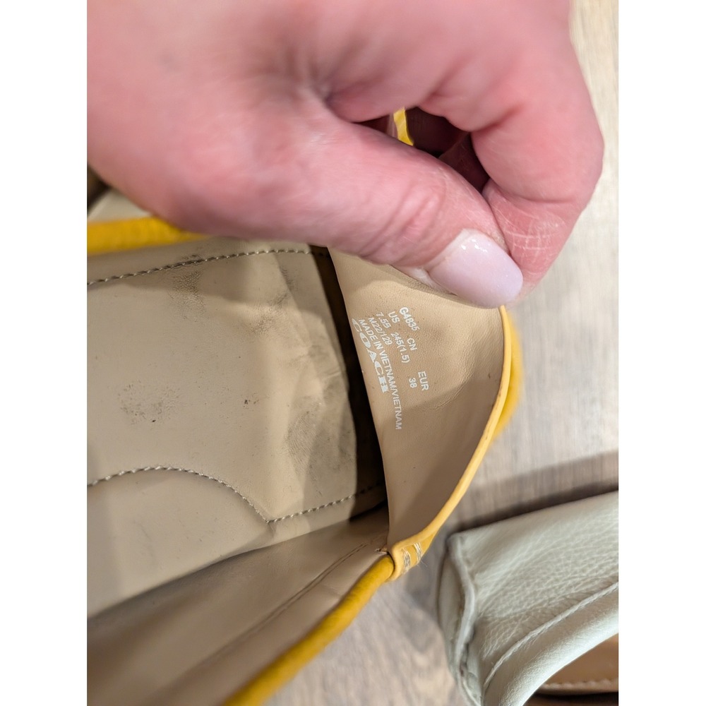 Coach Mustard Yellow Pebbled Leather Loafers Women's 7.5 Quiet Luxury Flats - Picture 5 of 8